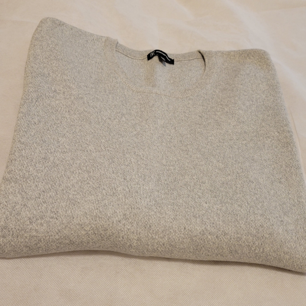 INC Gray Knit Sweater w/Black Trim